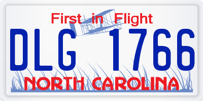 NC license plate DLG1766