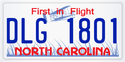 NC license plate DLG1801