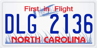 NC license plate DLG2136