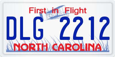 NC license plate DLG2212