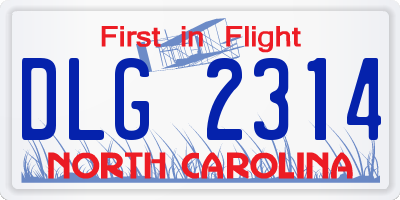 NC license plate DLG2314