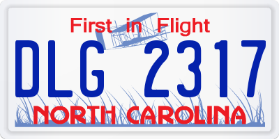 NC license plate DLG2317