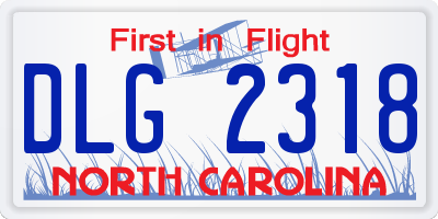 NC license plate DLG2318