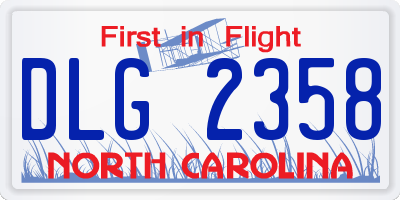 NC license plate DLG2358