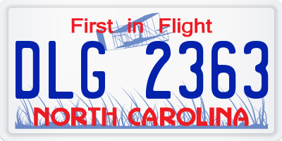 NC license plate DLG2363