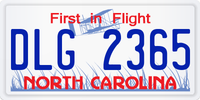 NC license plate DLG2365
