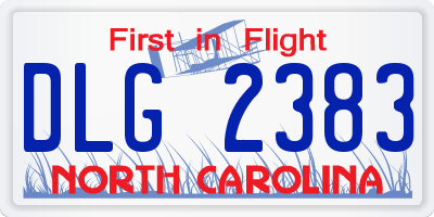 NC license plate DLG2383