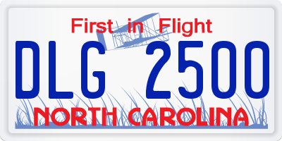 NC license plate DLG2500