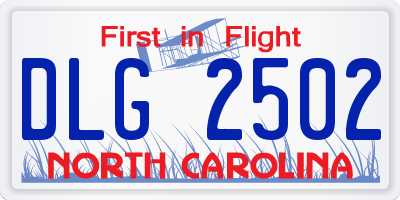 NC license plate DLG2502