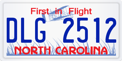 NC license plate DLG2512