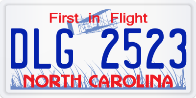 NC license plate DLG2523