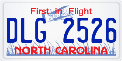NC license plate DLG2526