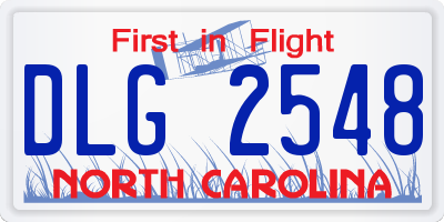 NC license plate DLG2548