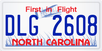 NC license plate DLG2608