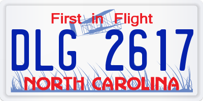 NC license plate DLG2617