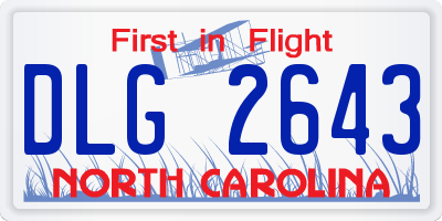 NC license plate DLG2643
