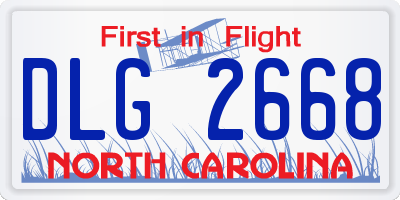 NC license plate DLG2668