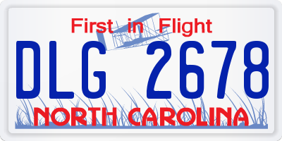 NC license plate DLG2678
