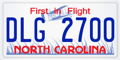 NC license plate DLG2700