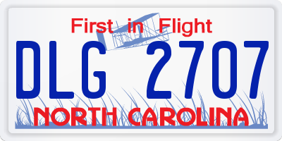 NC license plate DLG2707