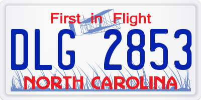 NC license plate DLG2853