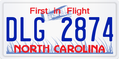 NC license plate DLG2874