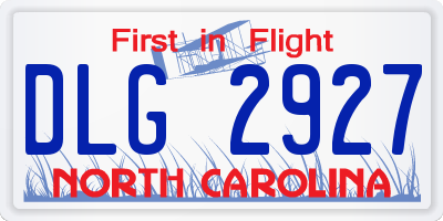 NC license plate DLG2927