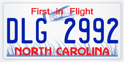 NC license plate DLG2992