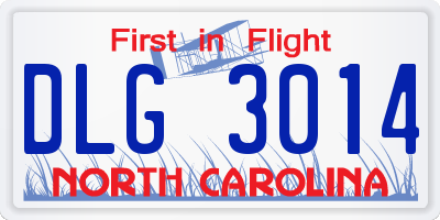 NC license plate DLG3014