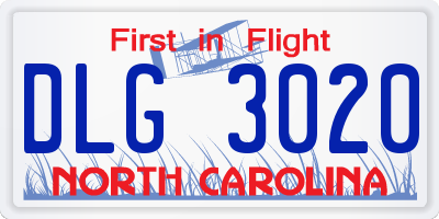 NC license plate DLG3020