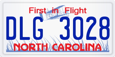 NC license plate DLG3028