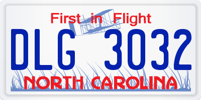 NC license plate DLG3032