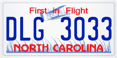 NC license plate DLG3033