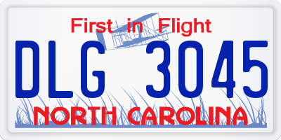 NC license plate DLG3045