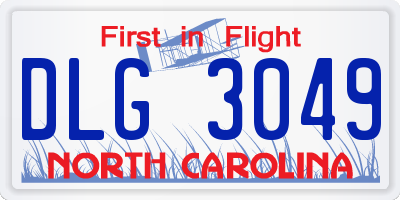 NC license plate DLG3049