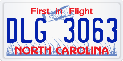 NC license plate DLG3063
