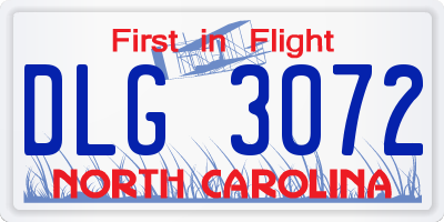 NC license plate DLG3072