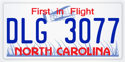 NC license plate DLG3077