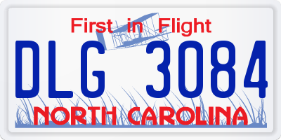 NC license plate DLG3084
