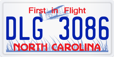 NC license plate DLG3086