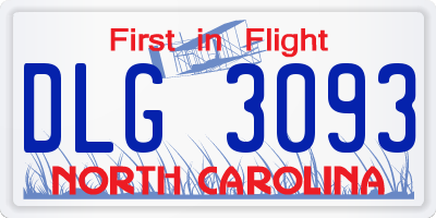 NC license plate DLG3093