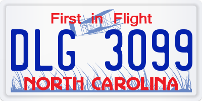 NC license plate DLG3099