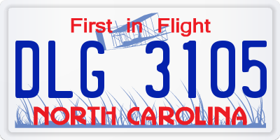 NC license plate DLG3105