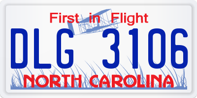 NC license plate DLG3106