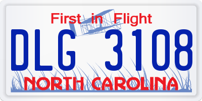 NC license plate DLG3108