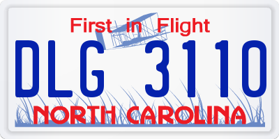 NC license plate DLG3110