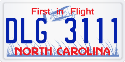 NC license plate DLG3111