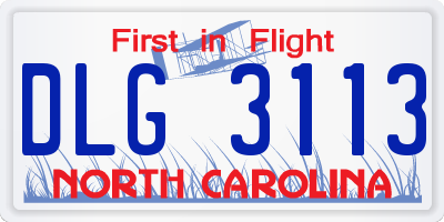 NC license plate DLG3113