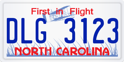 NC license plate DLG3123