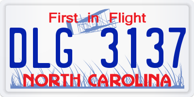 NC license plate DLG3137